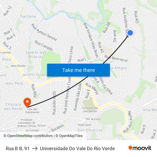 Rua B B, 91 to Universidade Do Vale Do Rio Verde map