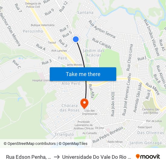 Rua Edson Penha, 355 to Universidade Do Vale Do Rio Verde map
