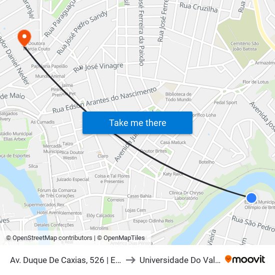 Av. Duque De Caxias, 526 | E.M. Olímpia De Brito to Universidade Do Vale Do Rio Verde map
