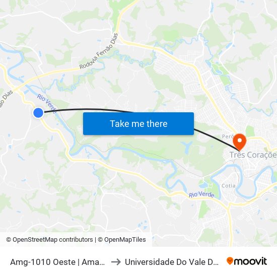 Amg-1010 Oeste | Amadeu Miguel to Universidade Do Vale Do Rio Verde map