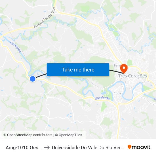 Amg-1010 Oeste to Universidade Do Vale Do Rio Verde map