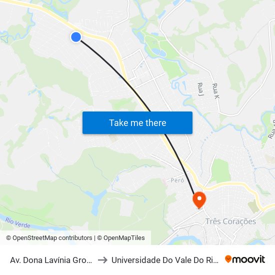 Av. Dona Lavínia Grossi, 91 to Universidade Do Vale Do Rio Verde map