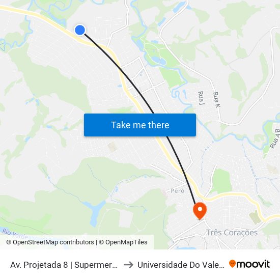 Av. Projetada 8 | Supermercado Mart Minas to Universidade Do Vale Do Rio Verde map