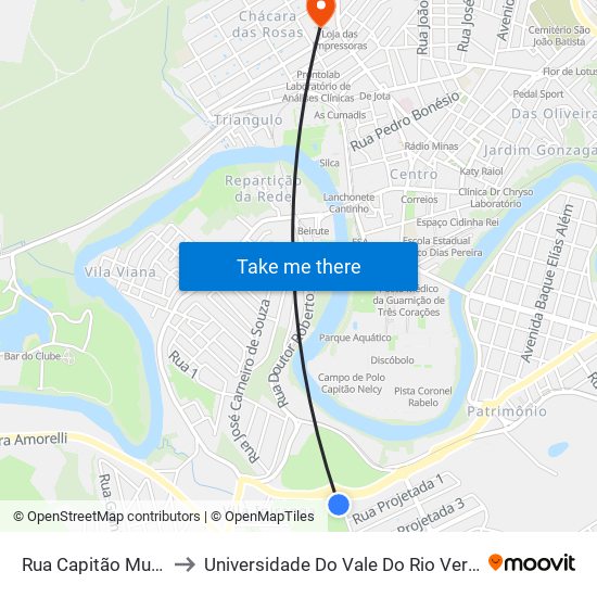 Rua Capitão Musa to Universidade Do Vale Do Rio Verde map