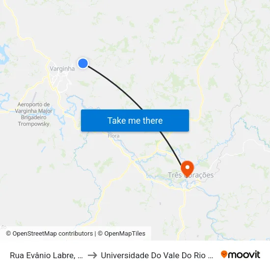 Rua Evânio Labre, 500 to Universidade Do Vale Do Rio Verde map