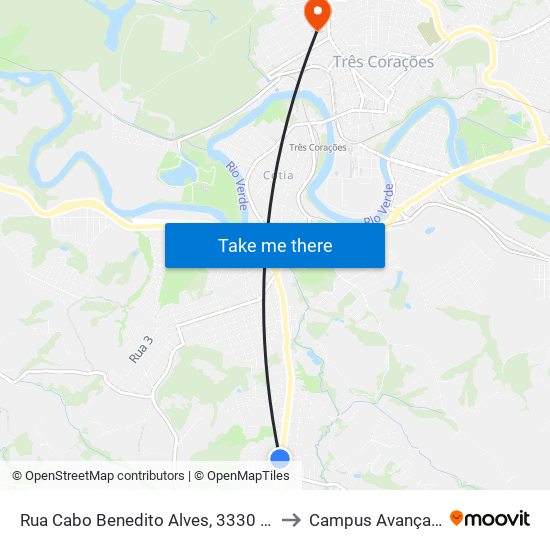 Rua Cabo Benedito Alves, 3330 | Escola Municipal Dona Maria Laura to Campus Avançado Do Ifsuldeminas map