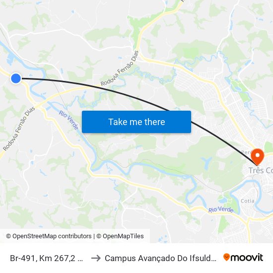 Br-491, Km 267,2 Oeste to Campus Avançado Do Ifsuldeminas map