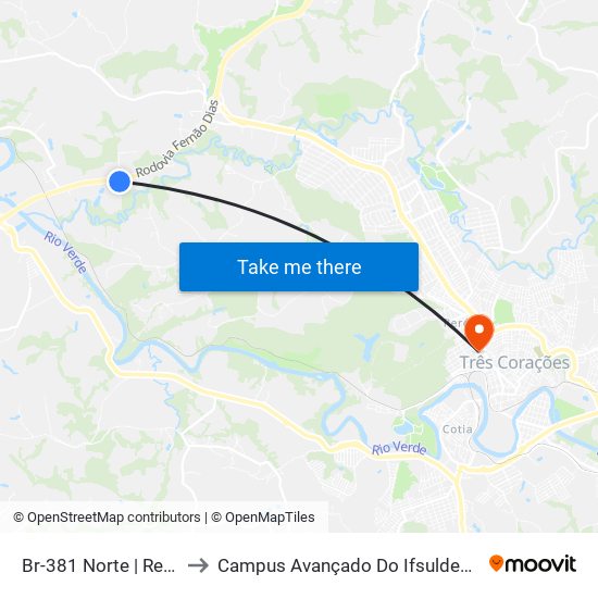 Br-381 Norte | Realça to Campus Avançado Do Ifsuldeminas map