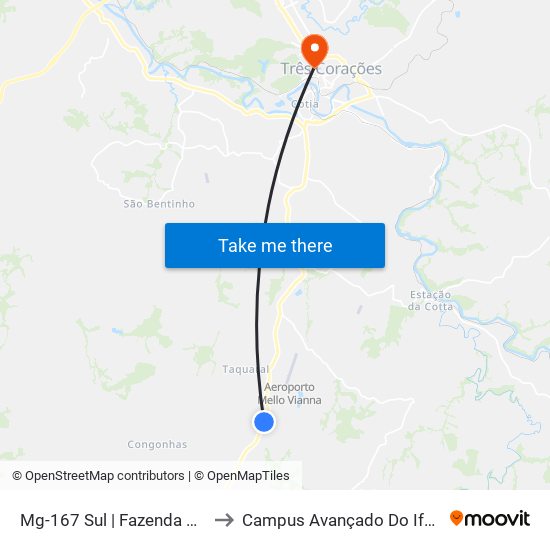 Mg-167 Sul | Fazenda Santa Rosa to Campus Avançado Do Ifsuldeminas map
