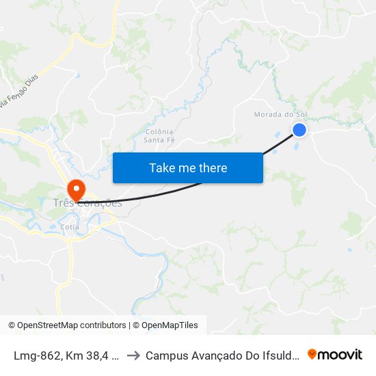 Lmg-862, Km 38,4 Leste to Campus Avançado Do Ifsuldeminas map