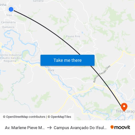 Av. Marlene Pieve Miranda to Campus Avançado Do Ifsuldeminas map
