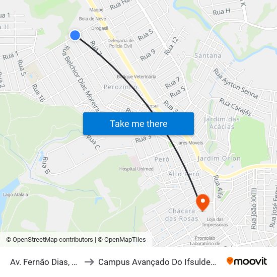 Av. Fernão Dias, 216 to Campus Avançado Do Ifsuldeminas map