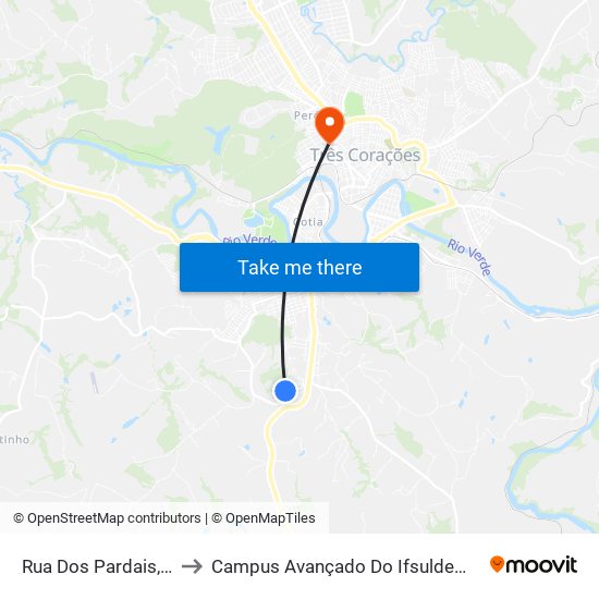 Rua Dos Pardais, 78 to Campus Avançado Do Ifsuldeminas map