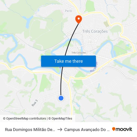 Rua Domingos Militão De Carvalho, 220 to Campus Avançado Do Ifsuldeminas map