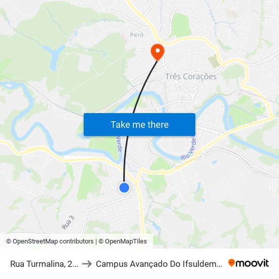 Rua Turmalina, 239 to Campus Avançado Do Ifsuldeminas map