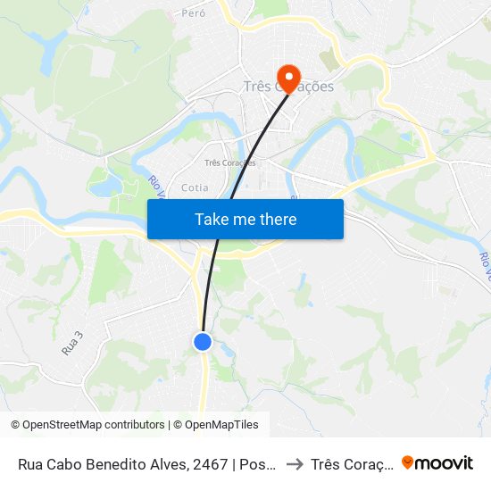 Rua Cabo Benedito Alves, 2467 | Posto Xamã to Três Corações map