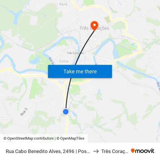 Rua Cabo Benedito Alves, 2496 | Posto Xamã to Três Corações map