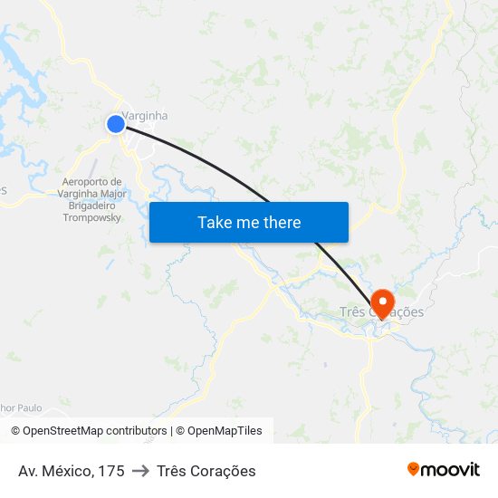 Av. México, 175 to Três Corações map