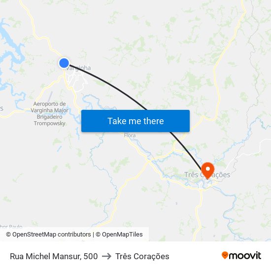 Rua Michel Mansur, 500 to Três Corações map