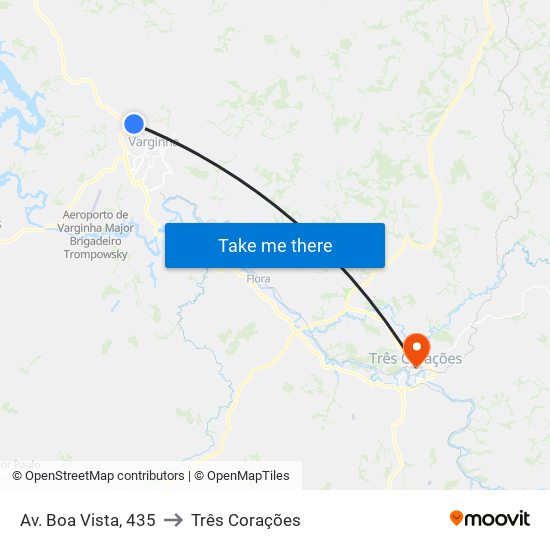 Av. Boa Vista, 435 to Três Corações map