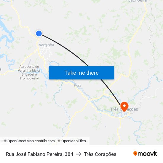 Rua José Fabiano Pereira, 384 to Três Corações map