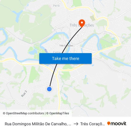 Rua Domingos Militão De Carvalho, 220 to Três Corações map