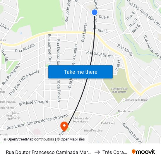 Rua Doutor Francesco Caminada Margotti, 547 to Três Corações map