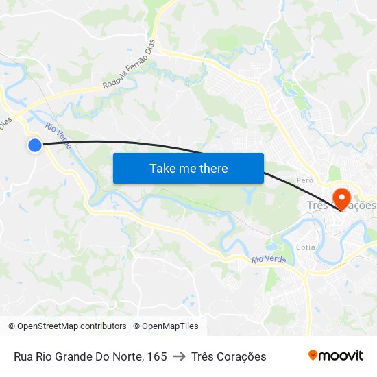 Rua Rio Grande Do Norte, 165 to Três Corações map