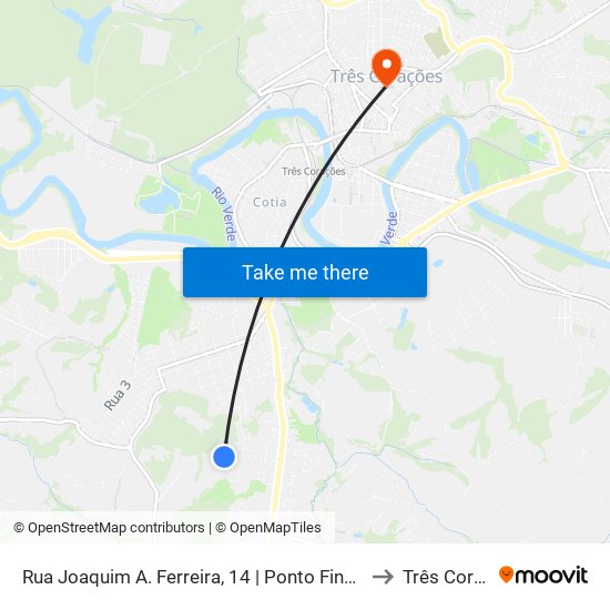 Rua Joaquim A. Ferreira, 14 | Ponto Final Da Vila Rezende to Três Corações map