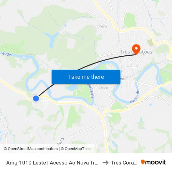 Amg-1010 Leste | Acesso Ao Nova Três Corações to Três Corações map