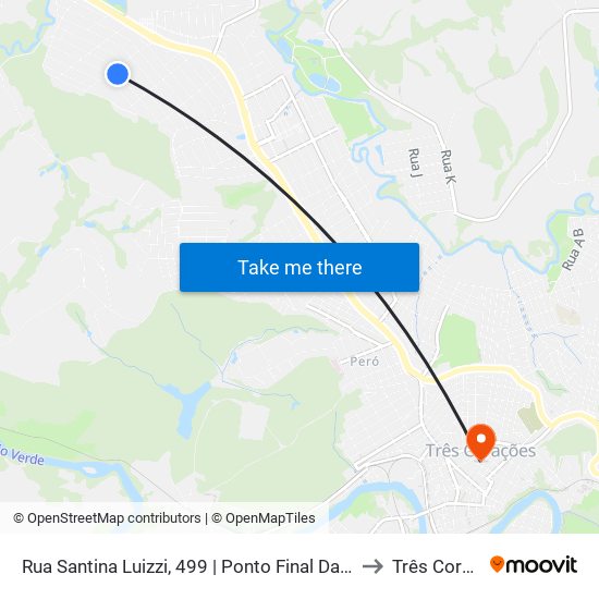Rua Santina Luizzi, 499 | Ponto Final Da Morada Do Sol to Três Corações map