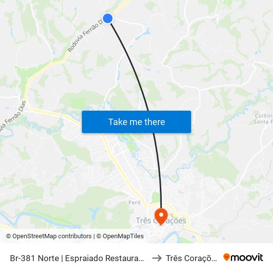 Br-381 Norte | Espraiado Restaurante to Três Corações map