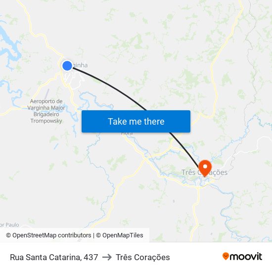 Rua Santa Catarina, 437 to Três Corações map