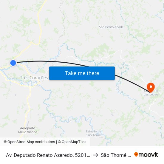 Av. Deputado Renato Azeredo, 5201 | Posto Antônio Carvalho to São Thomé das Letras map