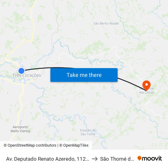 Av. Deputado Renato Azeredo, 1124 | Cive/Bombeiros to São Thomé das Letras map