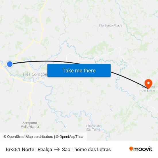 Br-381 Norte | Realça to São Thomé das Letras map