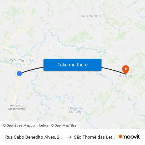 Rua Cabo Benedito Alves, 2893 to São Thomé das Letras map