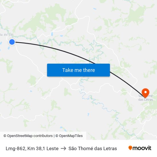 Lmg-862, Km 38,1 Leste to São Thomé das Letras map