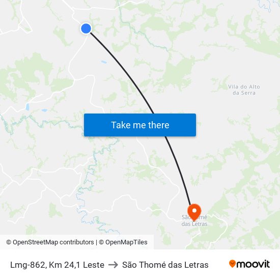 Lmg-862, Km 24,1 Leste to São Thomé das Letras map