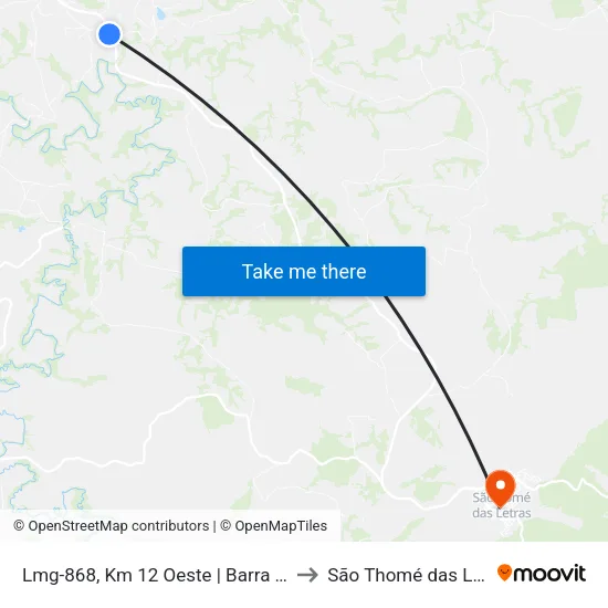 Lmg-868, Km 12 Oeste | Barra Mansa to São Thomé das Letras map