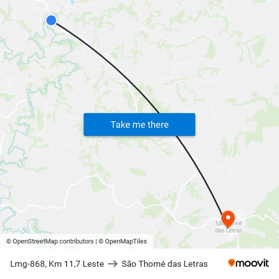 Lmg-868, Km 11,7 Leste to São Thomé das Letras map