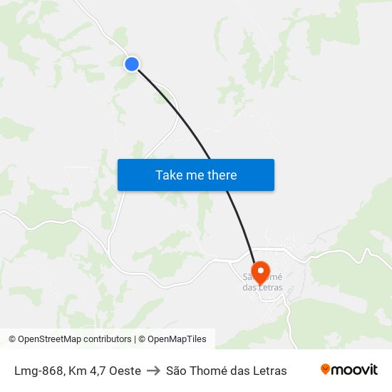 Lmg-868, Km 4,7 Oeste to São Thomé das Letras map