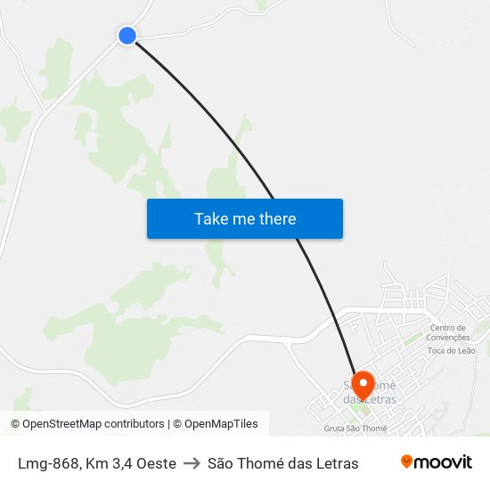 Lmg-868, Km 3,4 Oeste to São Thomé das Letras map