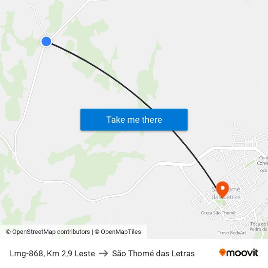 Lmg-868, Km 2,9 Leste to São Thomé das Letras map