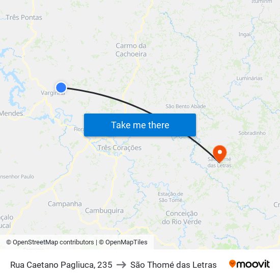 Rua Caetano Pagliuca, 235 to São Thomé das Letras map