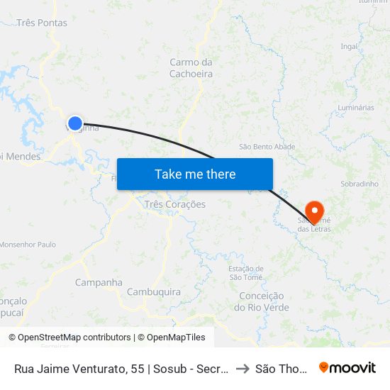 Rua Jaime Venturato, 55 | Sosub - Secretaria Municipal De Obras E Serviços Urbanos to São Thomé das Letras map