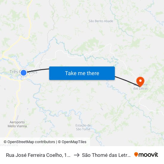 Rua José Ferreira Coelho, 185 to São Thomé das Letras map