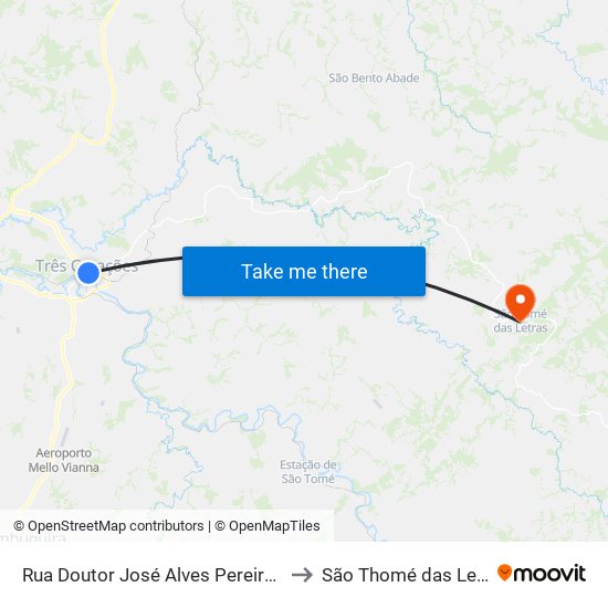 Rua Doutor José Alves Pereira, 235 to São Thomé das Letras map