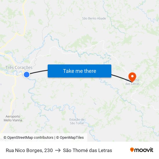 Rua Nico Borges, 230 to São Thomé das Letras map