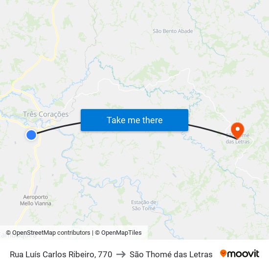 Rua Luís Carlos Ribeiro, 770 to São Thomé das Letras map